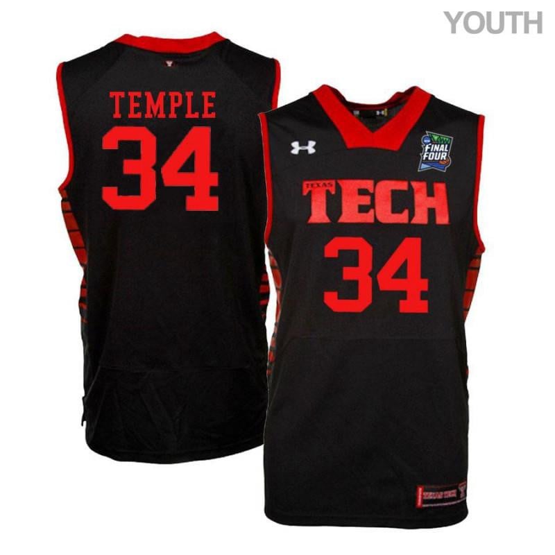 Youth Under Armour 34 Matthew Temple Black Texas Tech Red Raiders Basketball Jersey