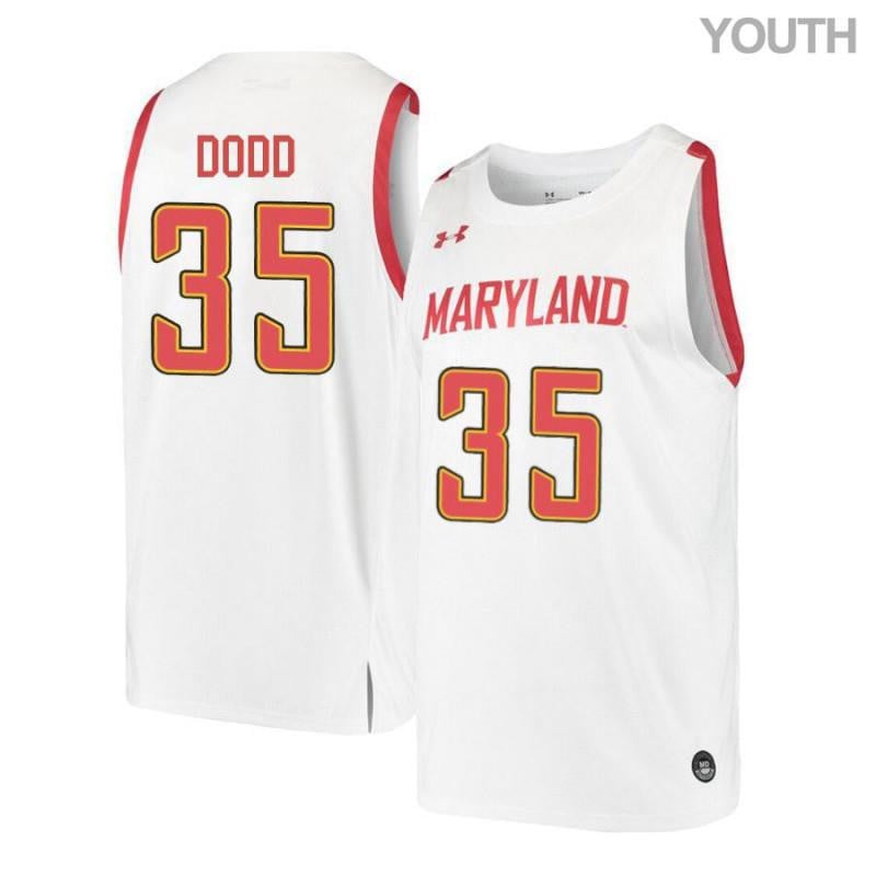 Youth Under Armour 35 Damonte Dodd White Retro Maryland Terrapins Basketball Jersey