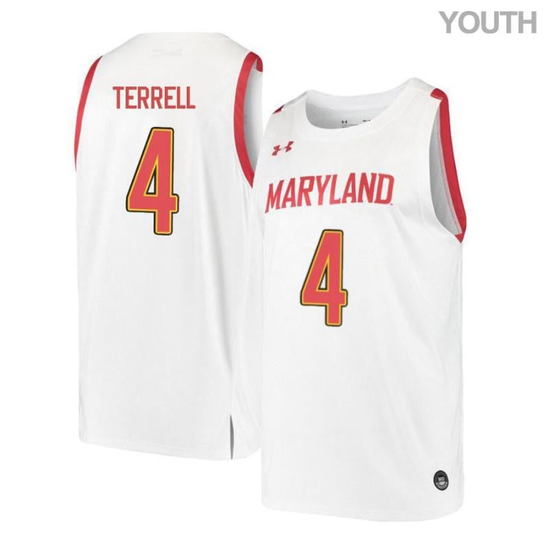 Youth Under Armour 4 Andrew Terrell White Retro Maryland Terrapins Basketball Jersey