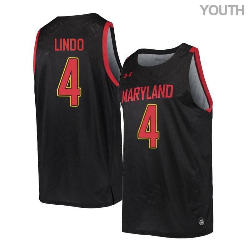 Youth Under Armour 4 Ricky Lindo Black Retro Maryland Terrapins Basketball Jersey