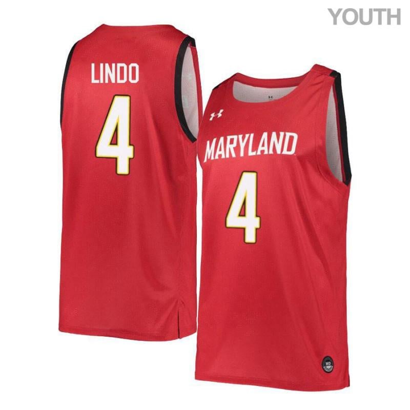Youth Under Armour 4 Ricky Lindo Red Retro Maryland Terrapins Basketball Jersey