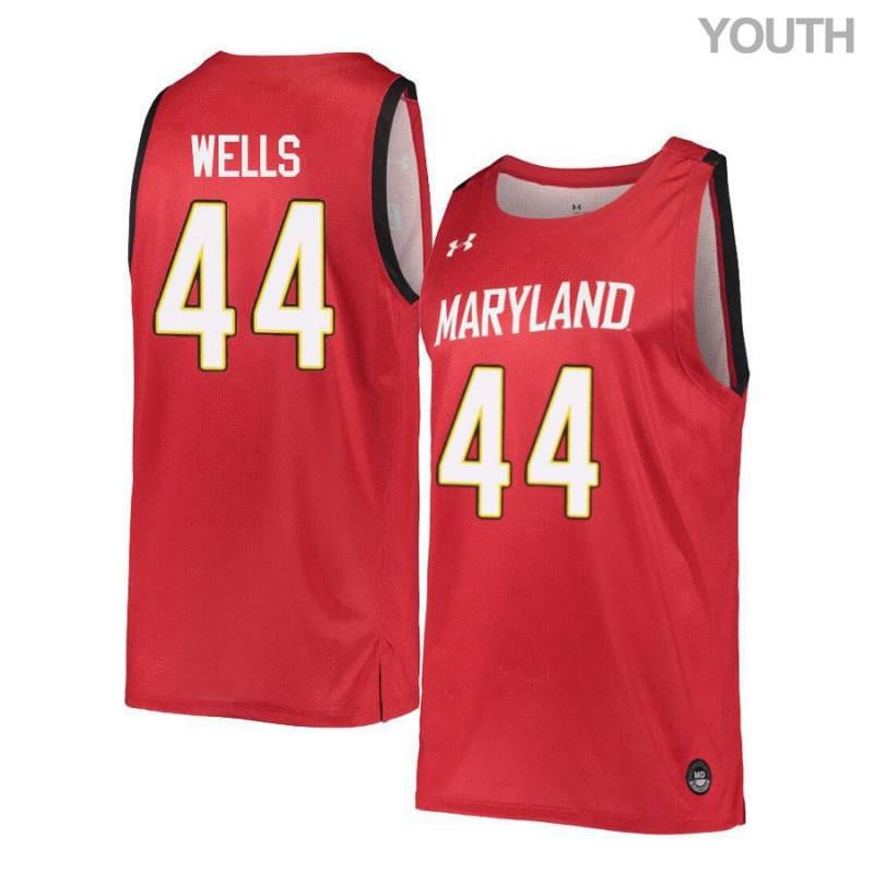 Youth Under Armour 44 Dez Wells Red Retro Maryland Terrapins Basketball Jersey