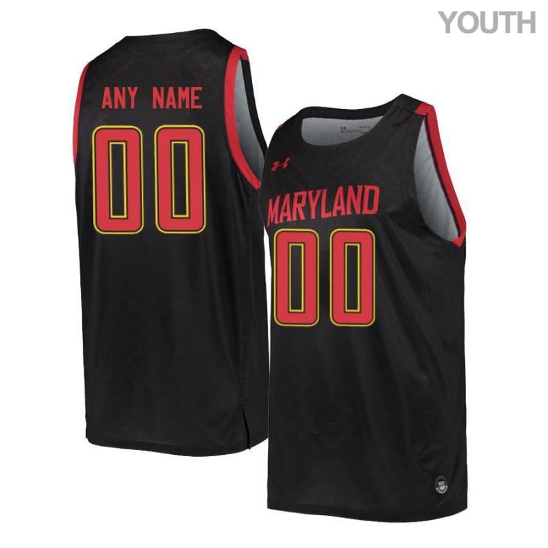 Youth Under Armour Black Retro Maryland Terrapins Custom Basketball Jersey
