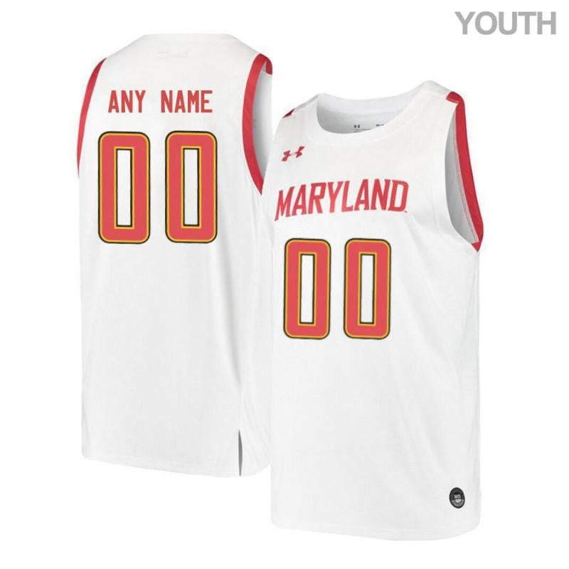 Youth Under Armour White Retro Maryland Terrapins Custom Basketball Jersey