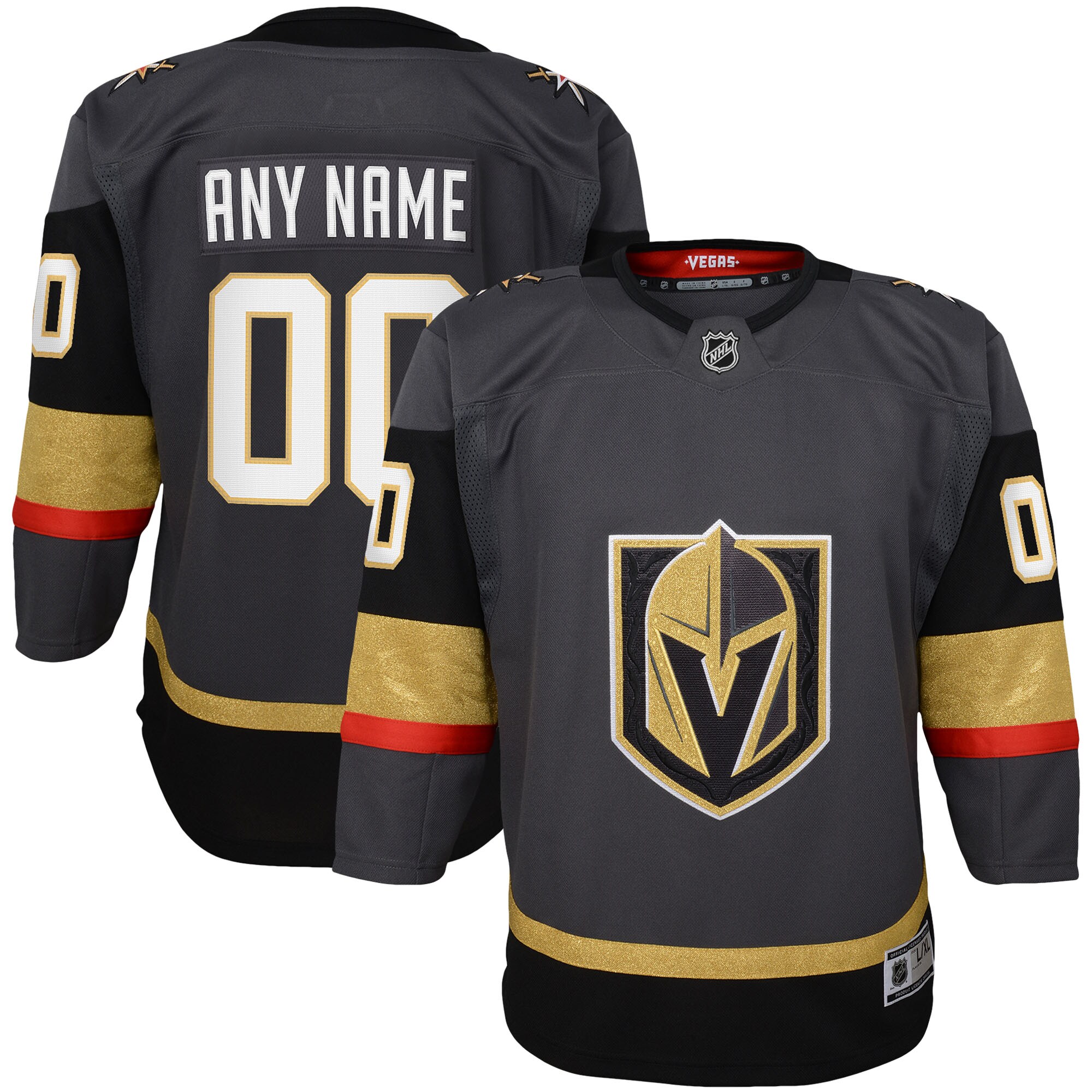 Youth Vegas Golden Knights Gray Alternate Premier Custom Jersey