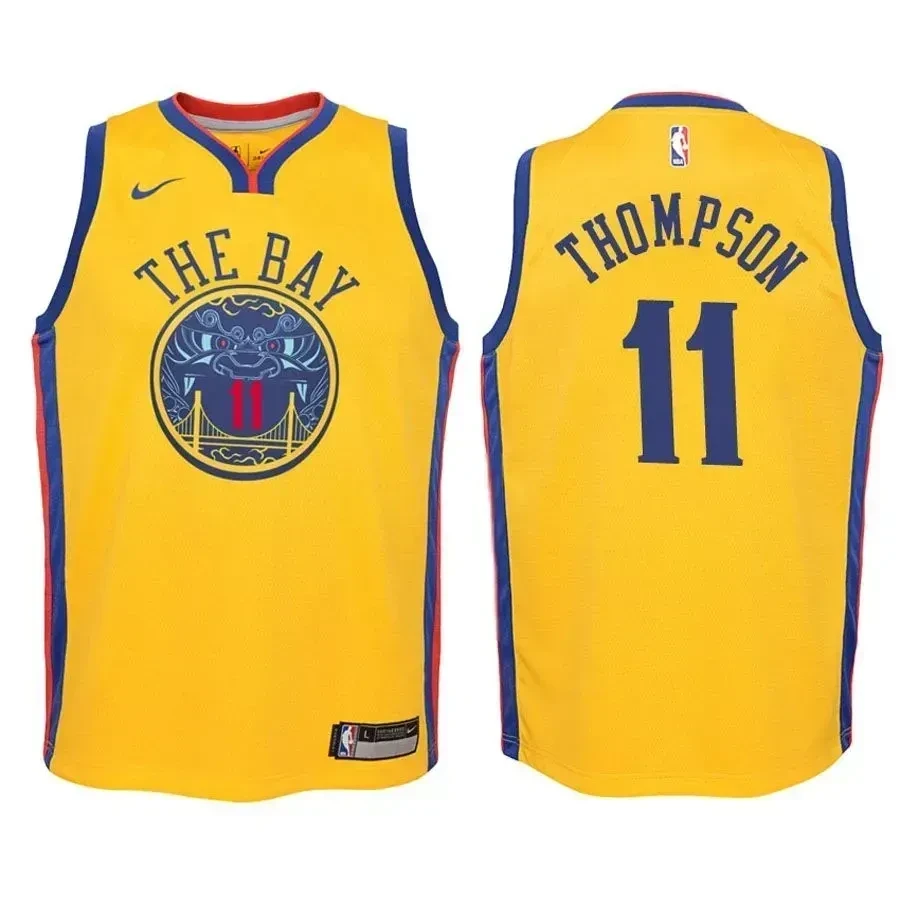 Youth Warriors Klay Thompson 11 City Edition Gold Jersey