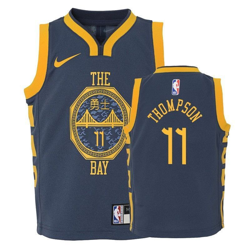 Youth Warriors Klay Thompson 11 City Navy Jersey