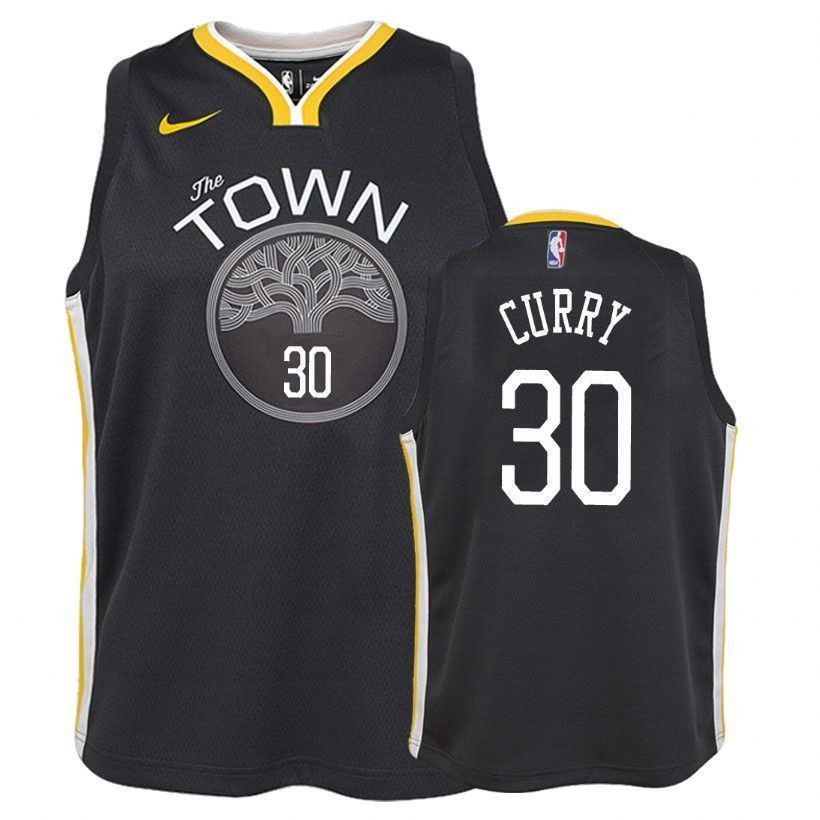 Youth Warriors 's Stephen Curry 30 Statet Edition Gray Jersey