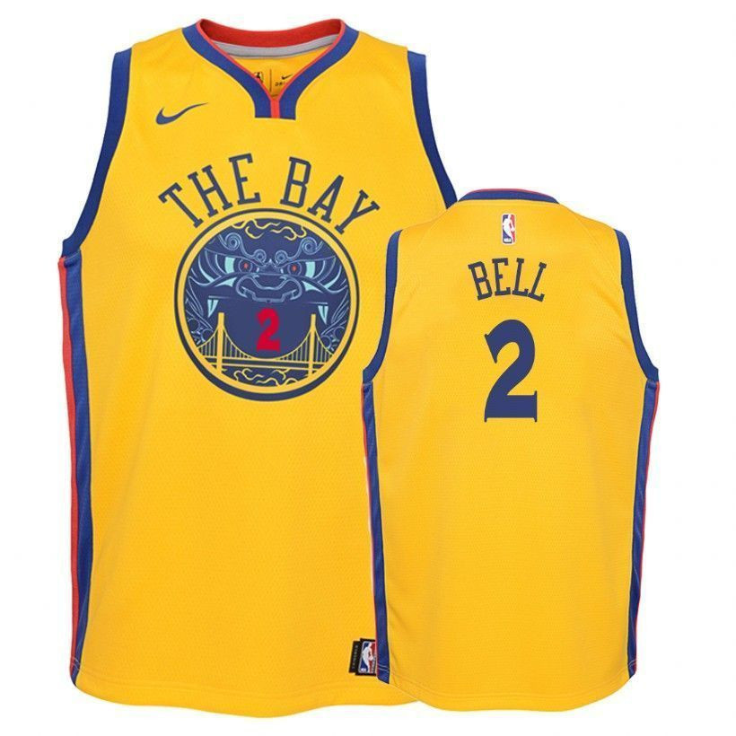 Youth Warriors's Jordan Bell 2 City Edition Gold Jersey