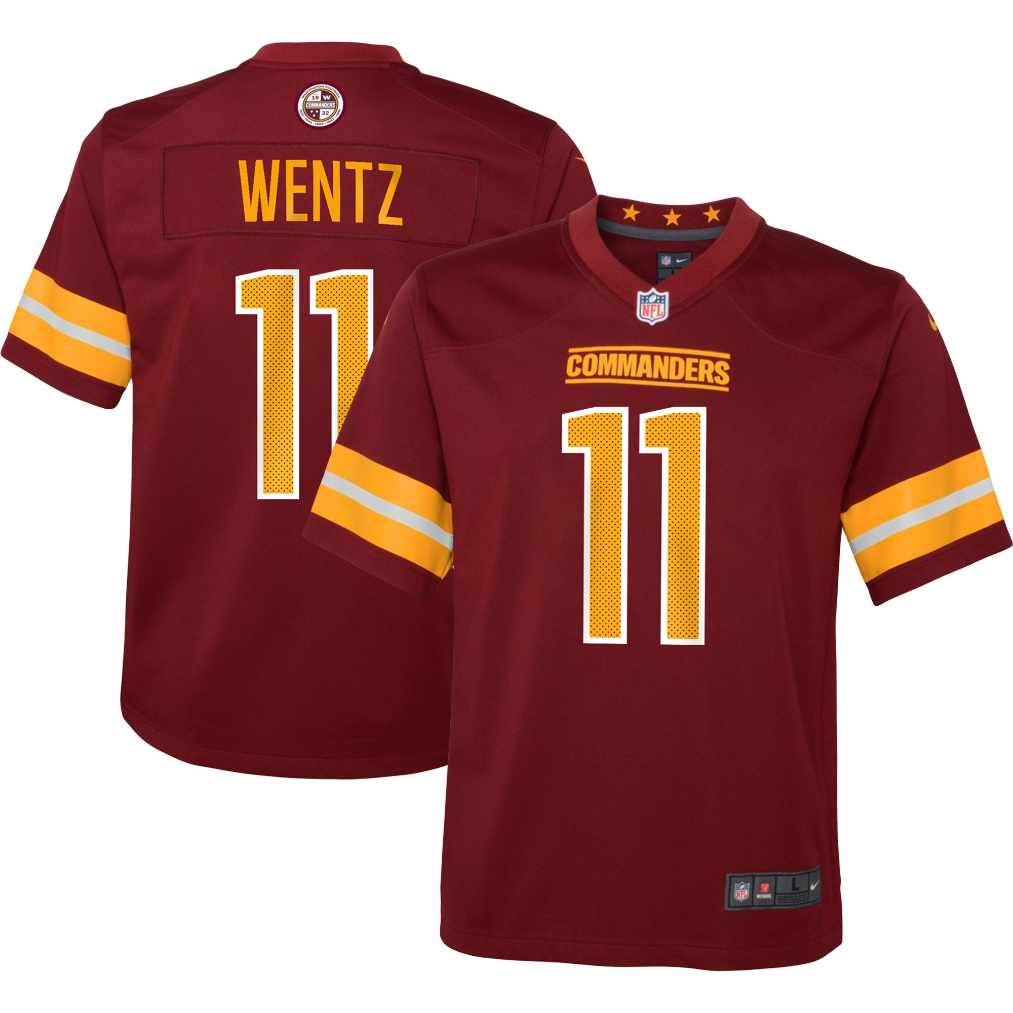 Youth Washington Commanders Carson Wentz Burgundy Game Jersey Js6206