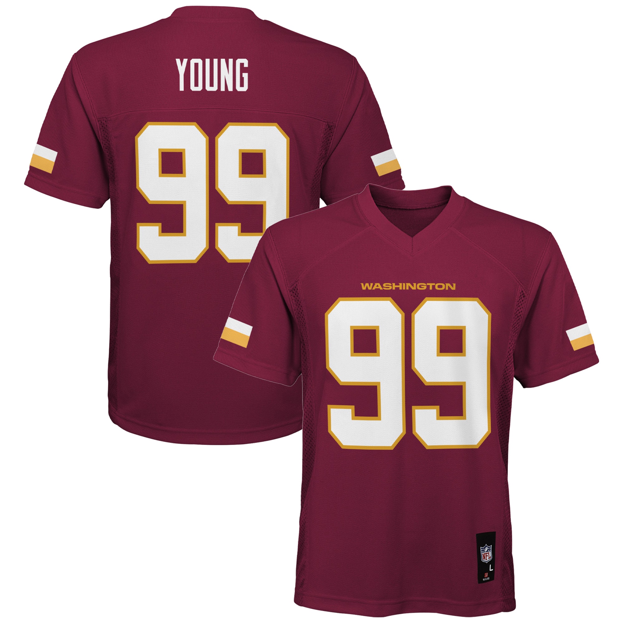 Youth Washington Commanders Chase Young Burgundy Player Jersey Js8005
