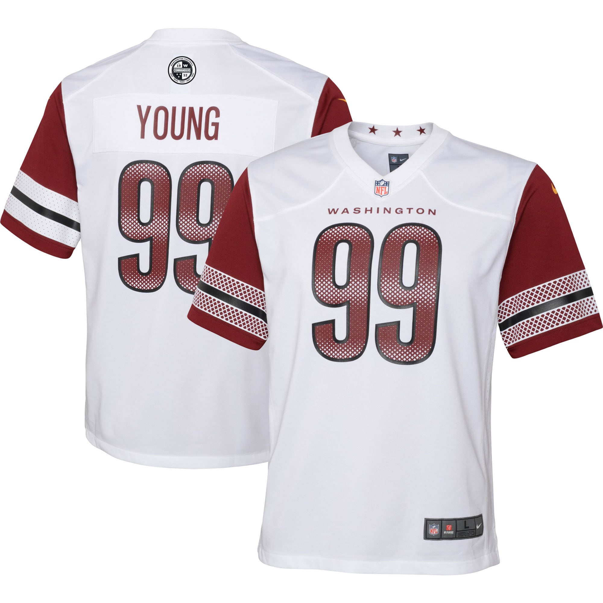 Youth Washington Commanders Chase Young White Game Jersey Js3778
