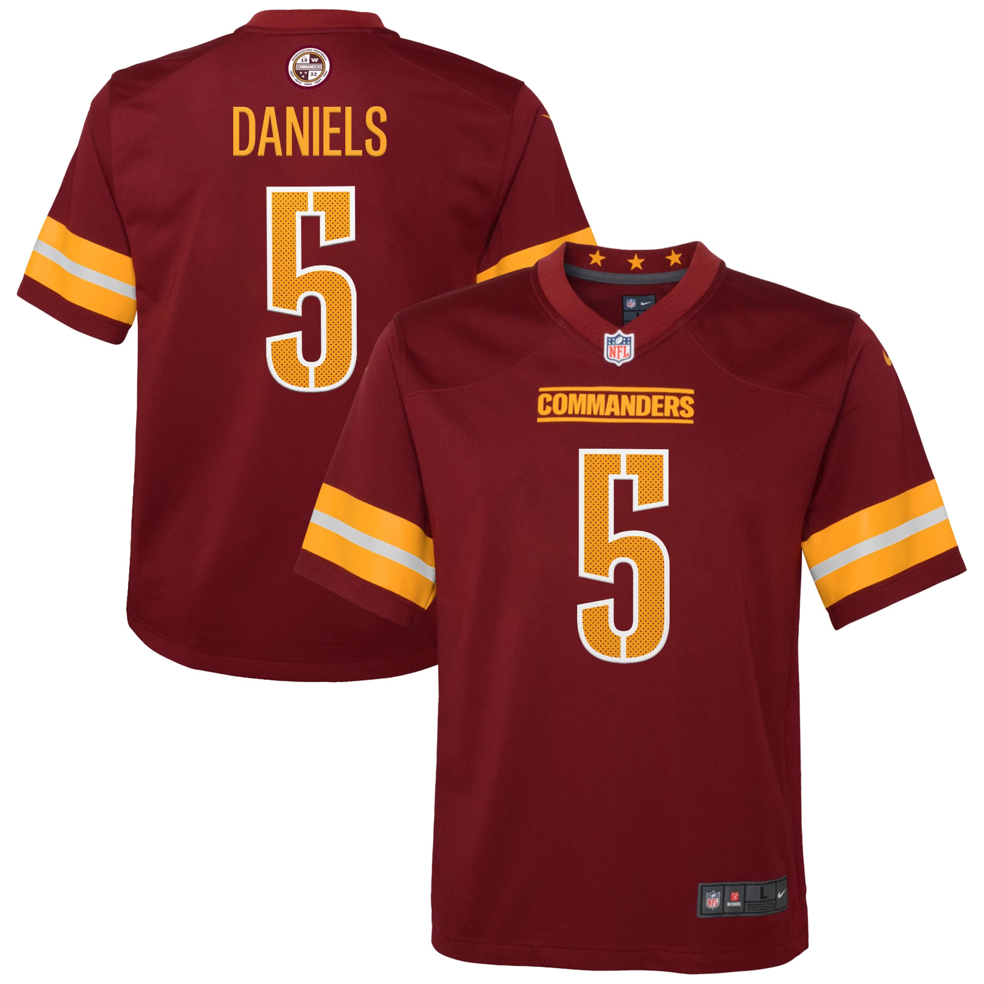 Youth Washington Commanders Jayden Daniels Burgundy Player Game Jersey Js7835