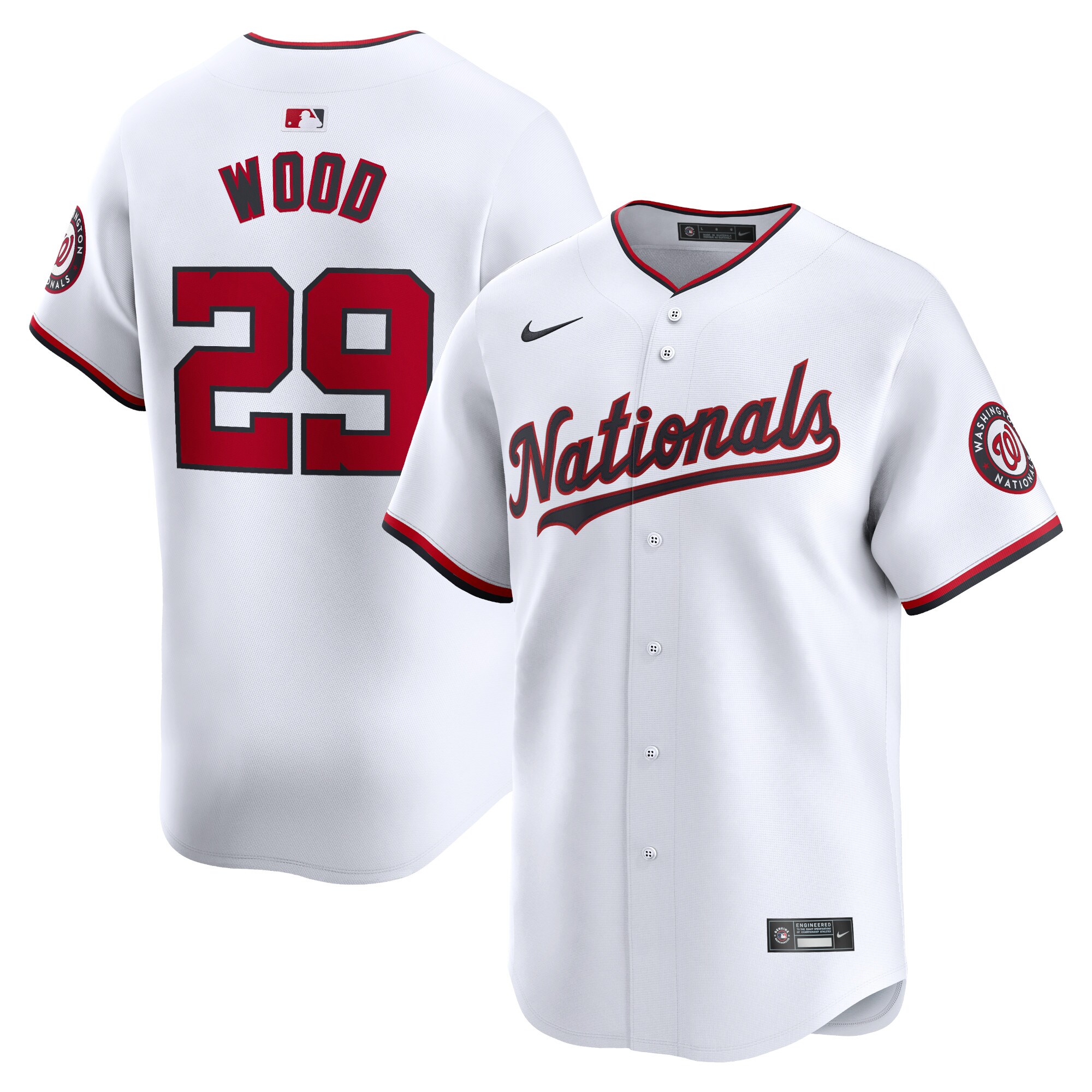 Youth Washington Nationals James Wood White Home Limited Player Jersey