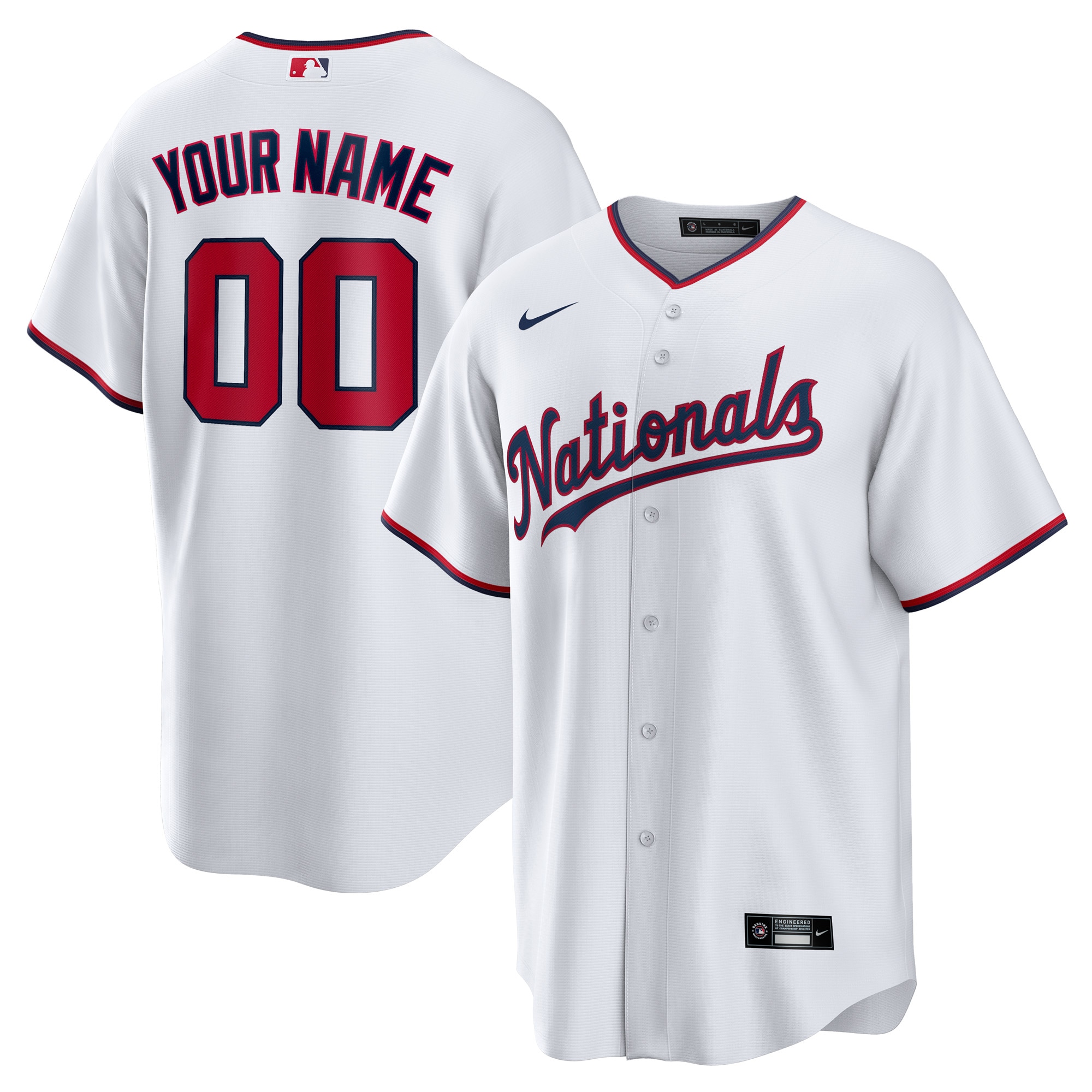 Youth Washington Nationals White Custom Jersey