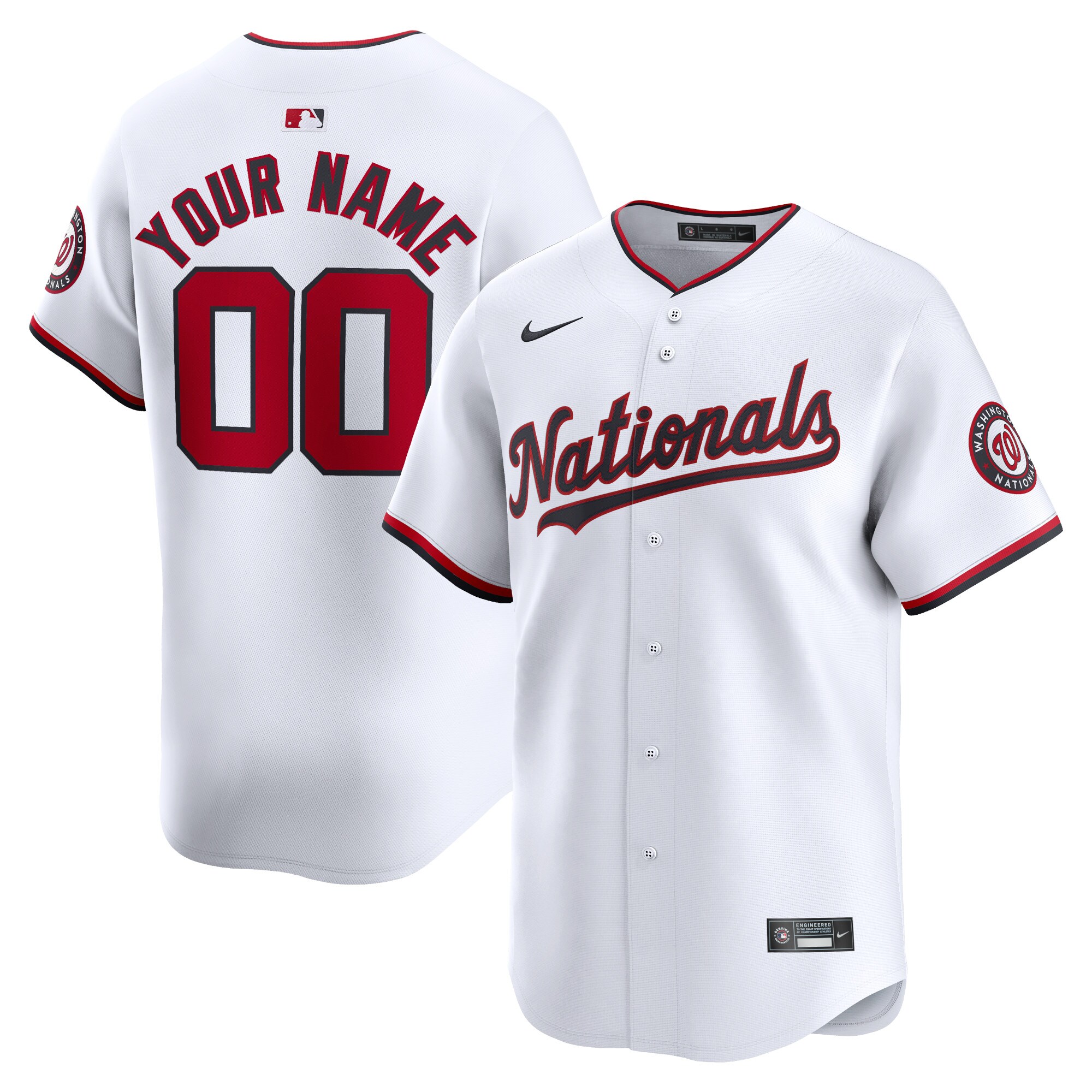 Youth Washington Nationals White Home Limited Custom Jersey