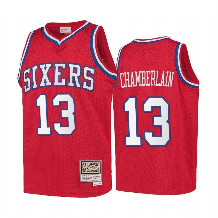 Youth Wilt Chamberlain Philadelphia 76ers Hardwood Classics Kids Jersey - Red