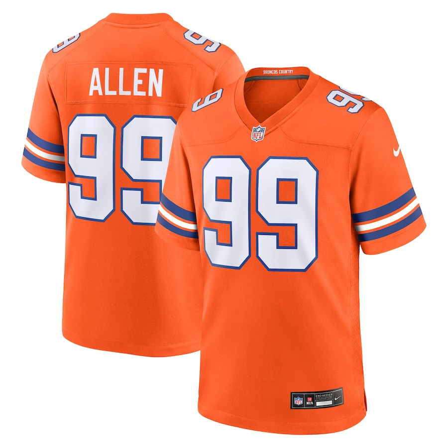 Zach Allen 99 Denver Broncos Mile High Collection 1977 Throwback Player Game Men Jersey - Orange Js3393