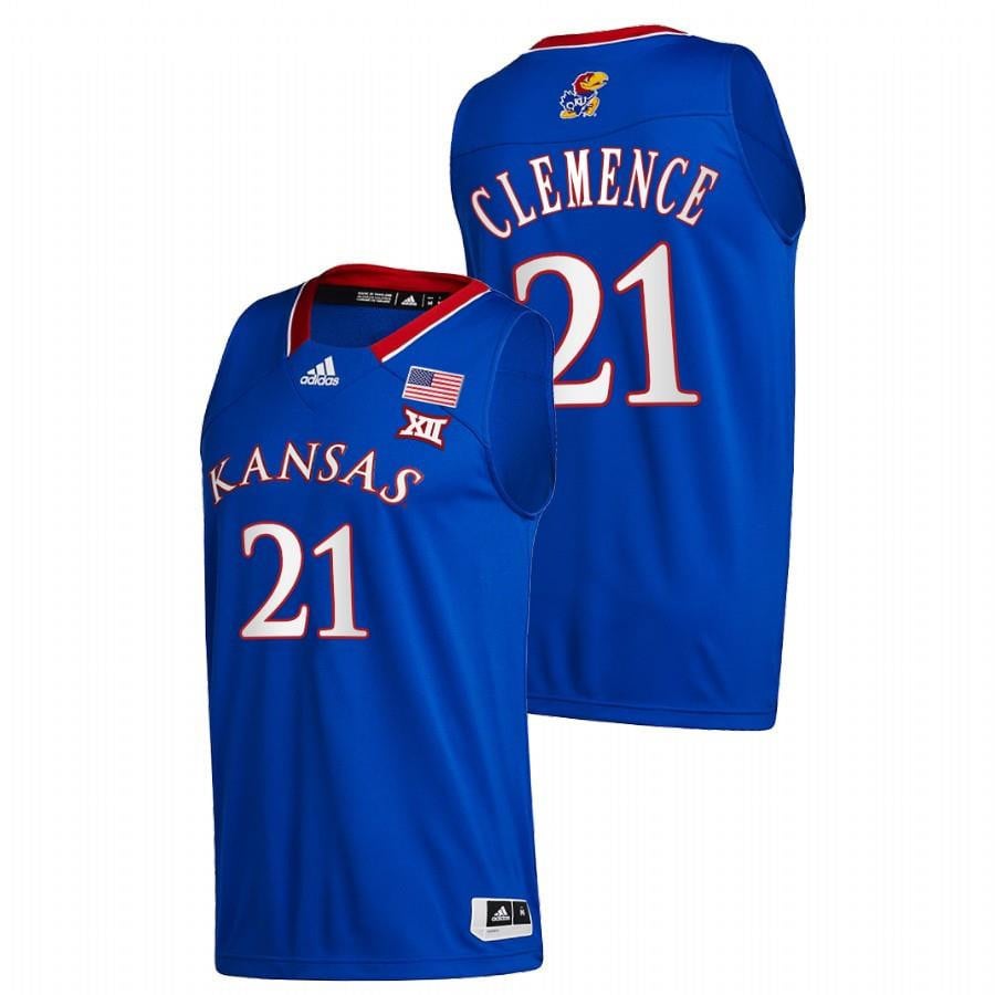 Zach Clemence 21 Blue Kansas Jayhawks 2023 Away College Basketball Jersey