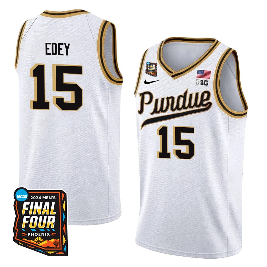 Zach Edey 15 Purdue Boilermakers 2024 Final Four Patch Men's Basketball Jersey - Unisex Jersey