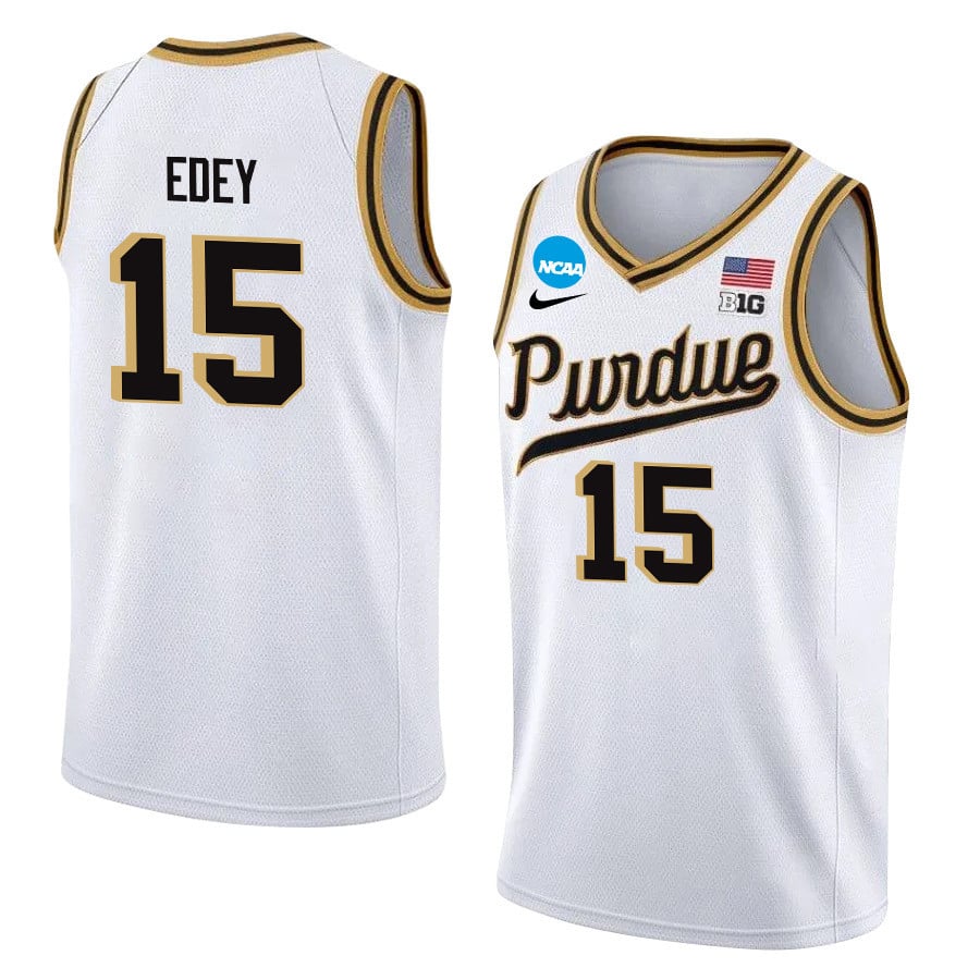 Zach Edey 15 Purdue Boilermakers 2024 Men's Basketball Jersey - White, Unisex Jersey