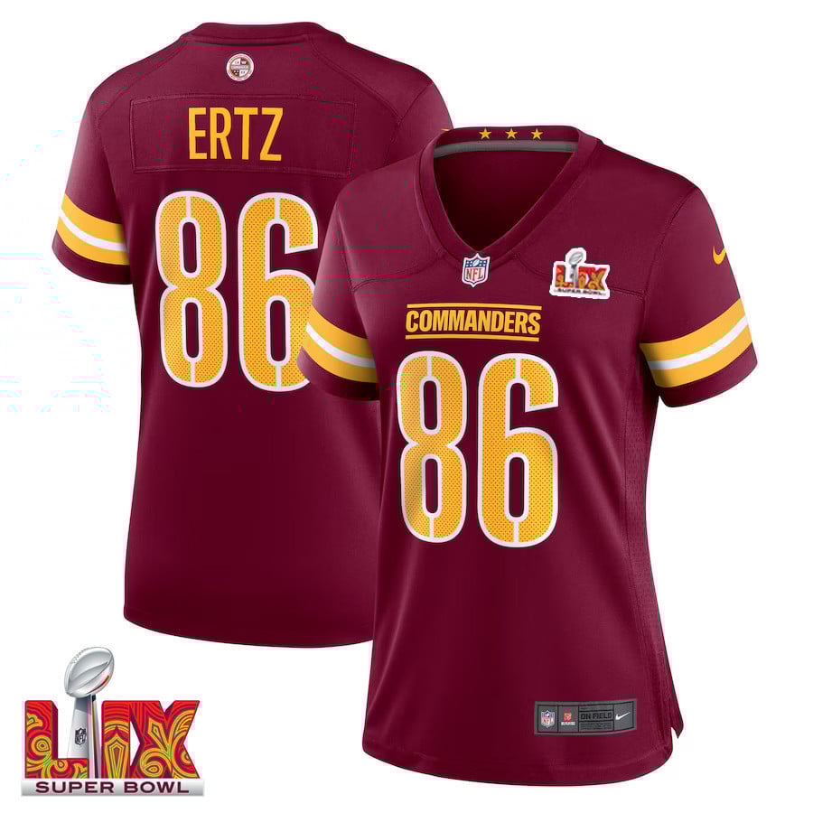 Zach Ertz #86 Washington Commanders Super Bowl Lix Women's Jersey - Burgundy Js8106