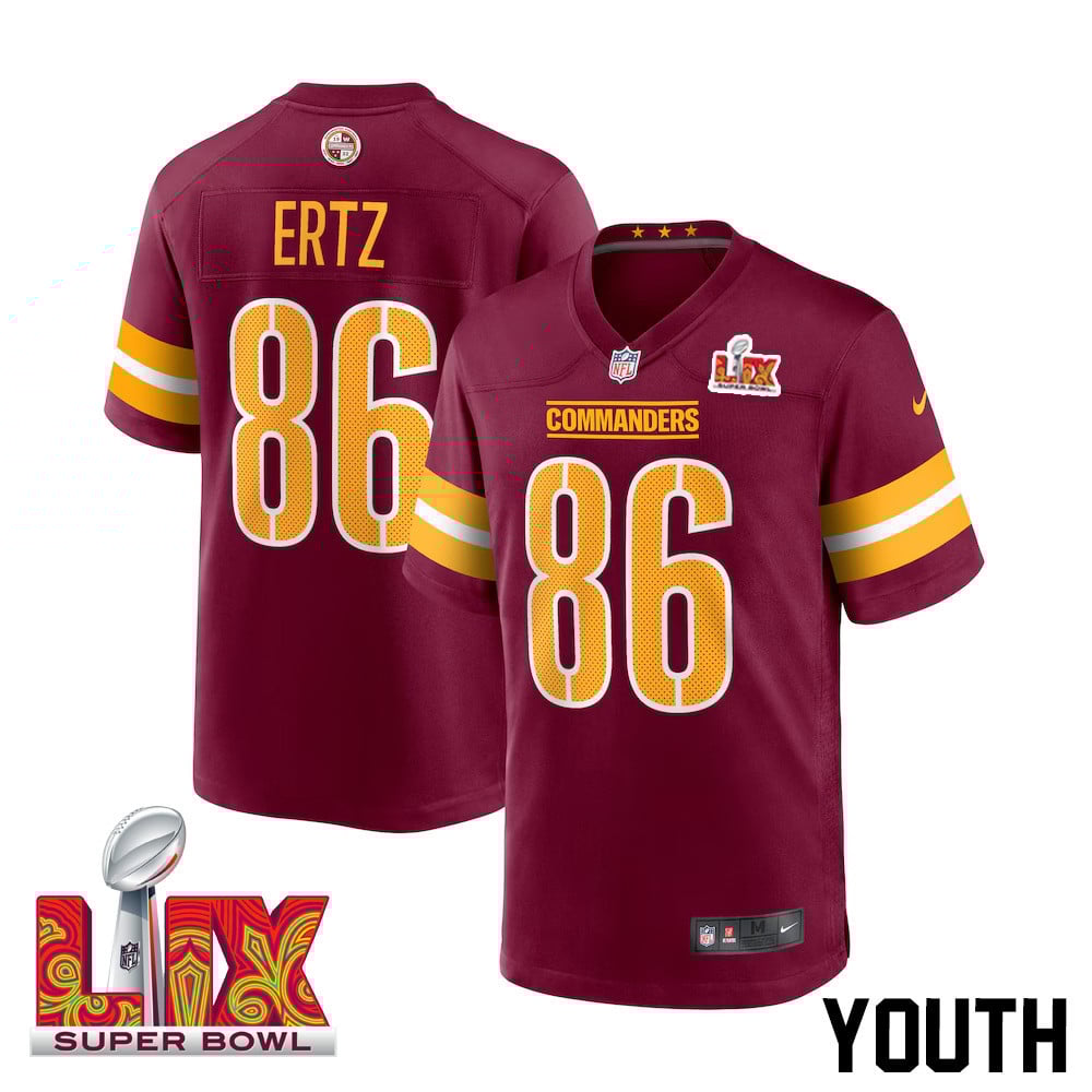 Zach Ertz #86 Washington Commanders Super Bowl Lix Youth Jersey - Burgundy Js4407