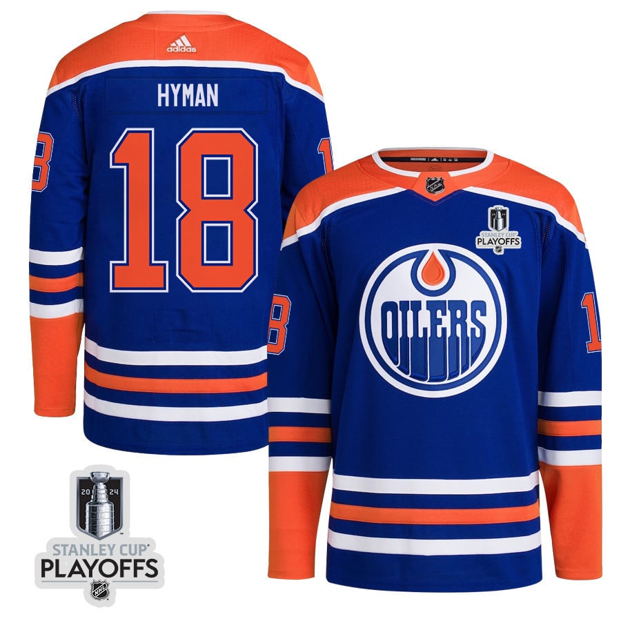 Zach Hyman 18 Edmonton Oilers 2024 Nhl Playoffs Patch Home Jersey - Men