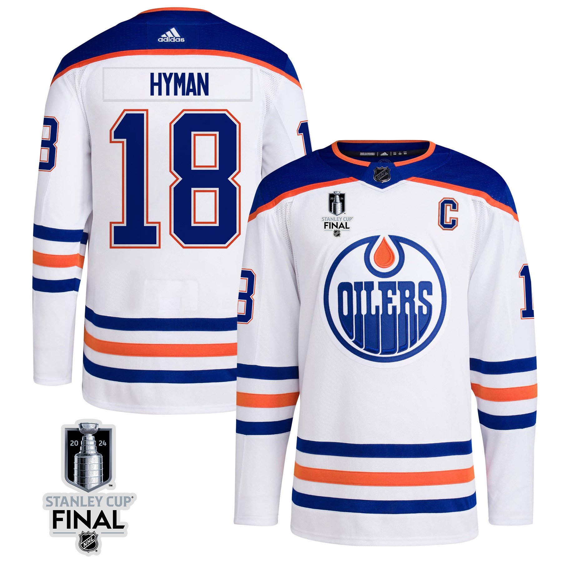 Zach Hyman 18 Edmonton Oilers 2024 Stanley Cup Final Away Jersey - Men, White