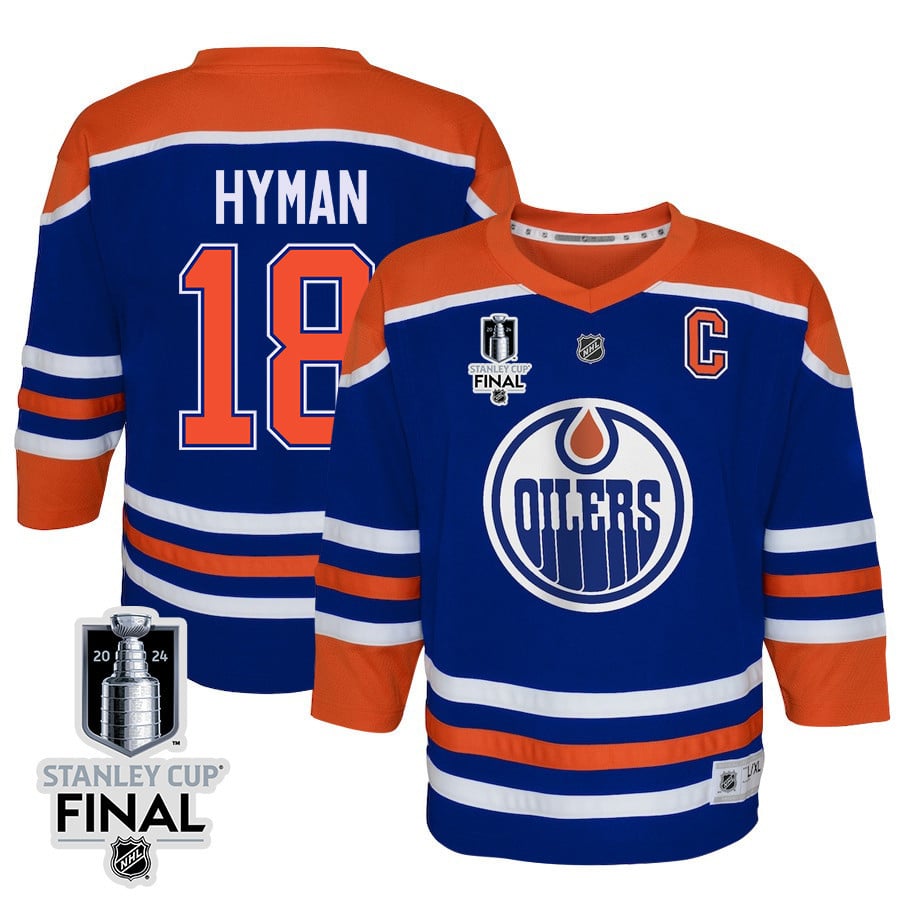 Zach Hyman 18 Edmonton Oilers 2024 Stanley Cup Final Youth Home Jersey - Royal