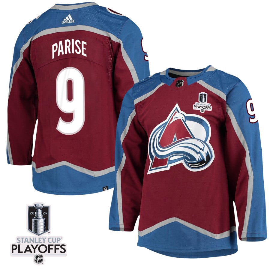 Zach Parise 9 Colorado Avalanche 2024 Nhl Playoffs Patch Home Jersey - Men