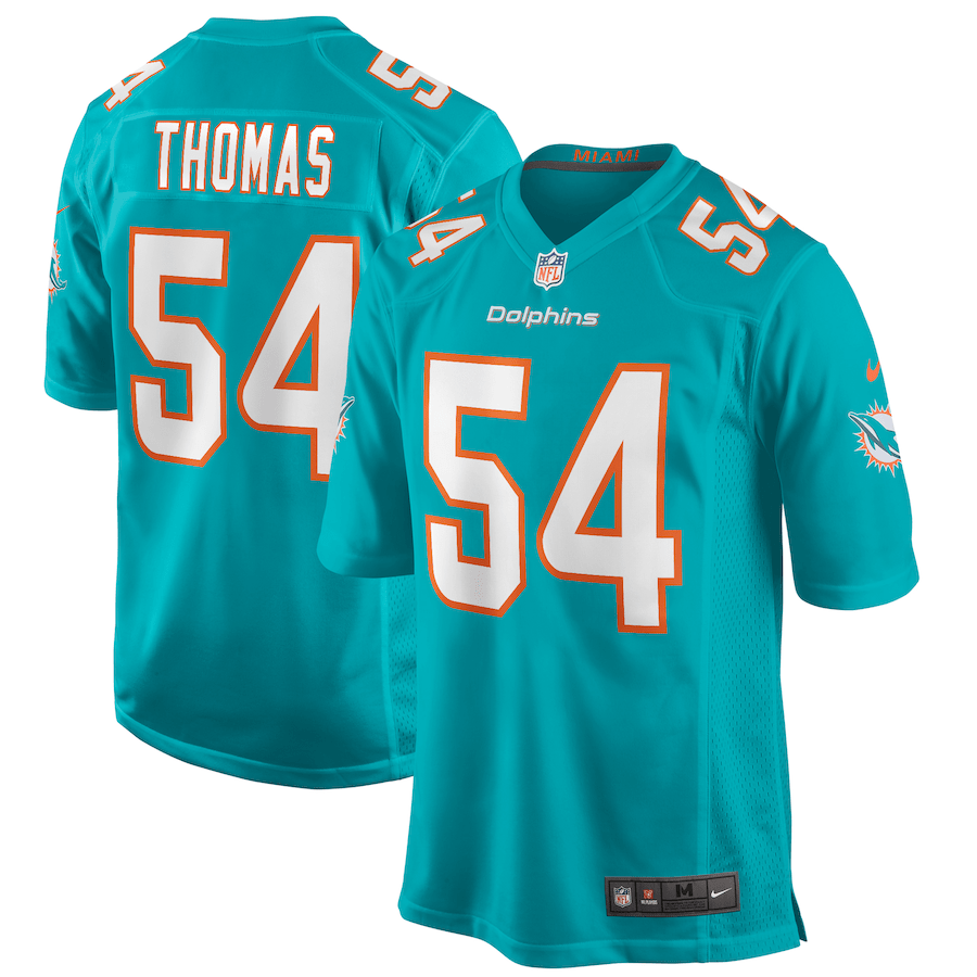 Zach Thomas 54 Miami Dolphins Men Game Retired Jersey - Aqua Js3509