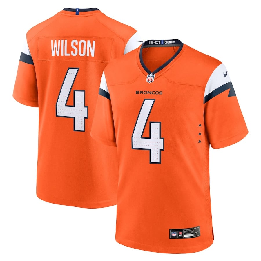 Zach Wilson 4 Denver Broncos Team Game Men Jersey - Orange Js2074