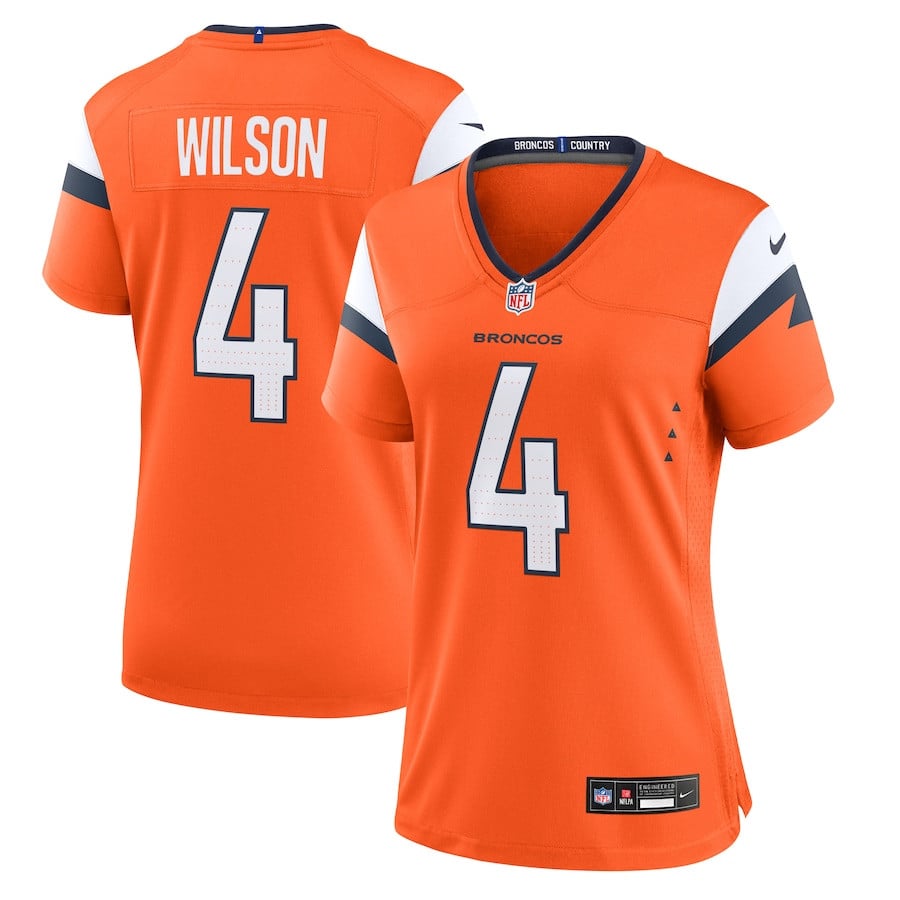 Zach Wilson 4 Denver Broncos Women's Team Game Jersey - Orange Js7212