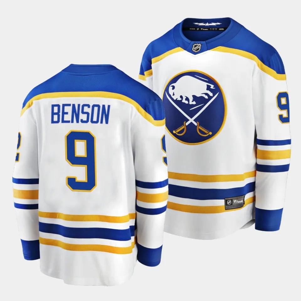Zachary Benson #9 Buffalo Sabres 2023 Draft Away Men Jersey - White