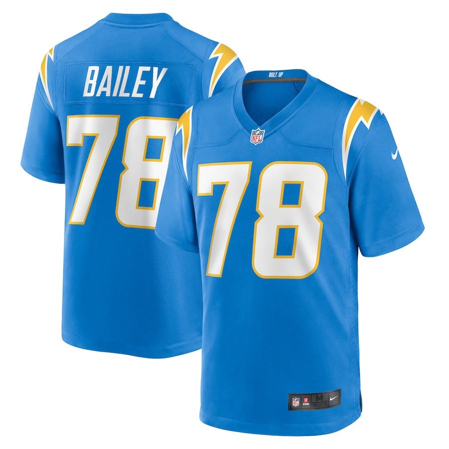 Zack Bailey 78 Los Angeles Chargers Team Game Men Jersey - Powder Blue Js8015