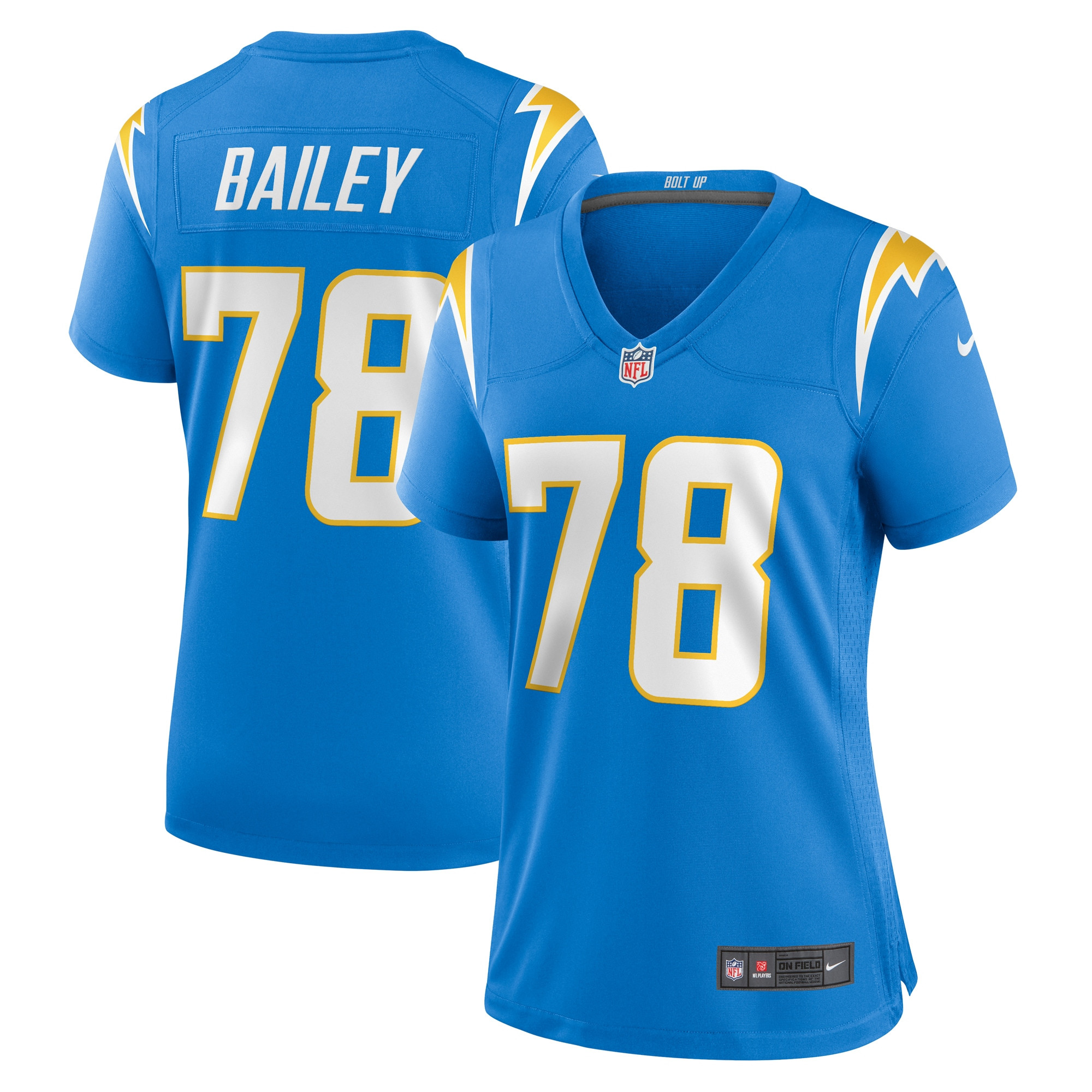 Zack Bailey 78 Los Angeles Chargers Women's Game Jersey - Powder Blue Js3394