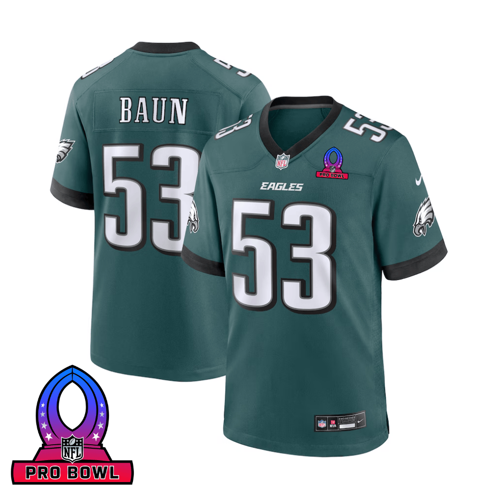 Zack Baun 53 Philadelphia Eagles 2025 Pro Bowl Patch Game Men Jersey - Midnight Green Js6783