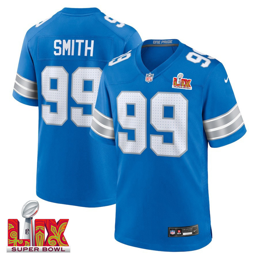 Za'darius Smith #99 Detroit Lions Super Bowl Lix Jersey - Men's - Blue Js7239