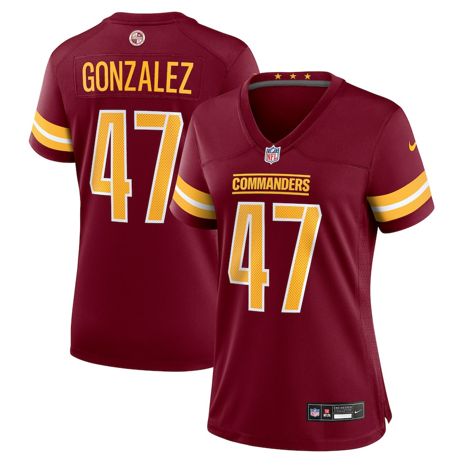 Zane Gonzalez 47 Washington Commanders Women's Game Jersey - Burgundy Js1874