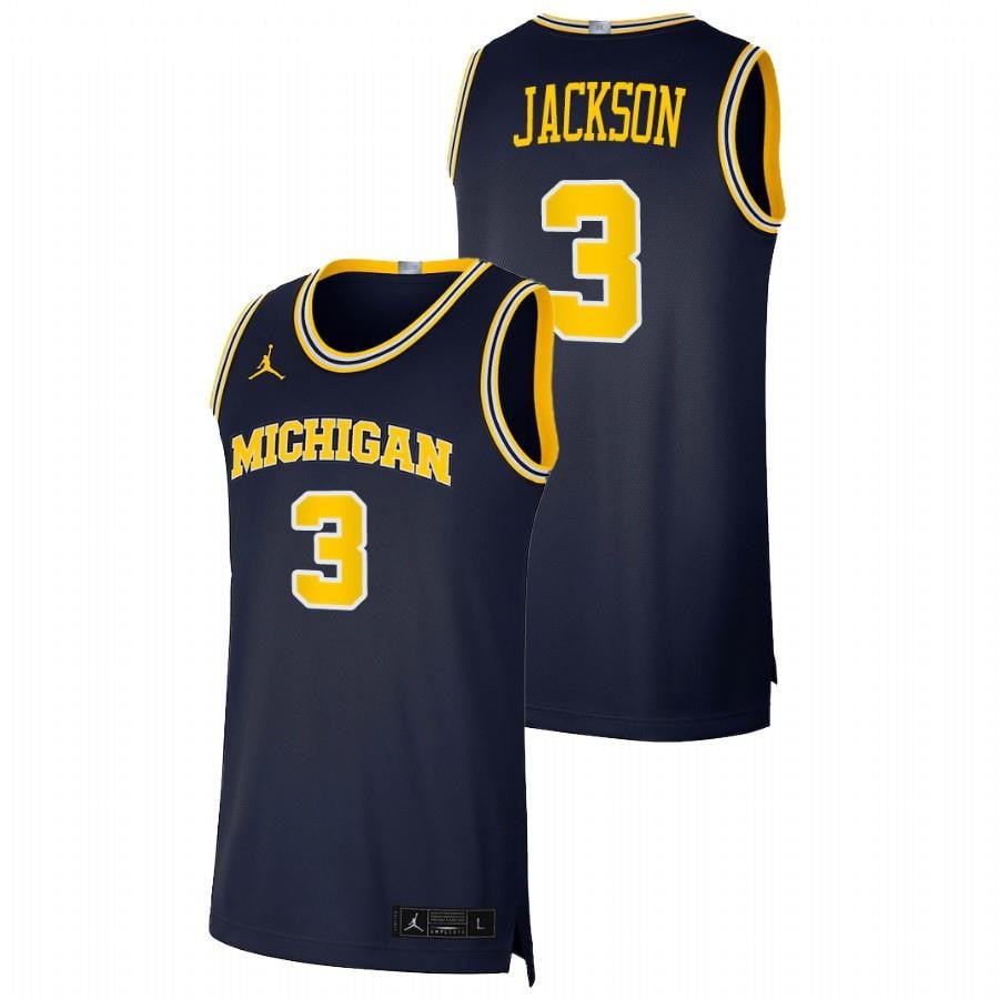 Zeb Jackson 3 Michigan Wolverines Navy Basketball Dri-fit Swingman Jersey