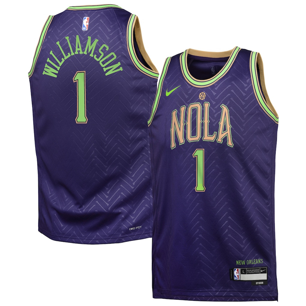 Zion Williamson 1 New Orleans Pelicans 2024/25 Swingman Player Youth Jersey - City Edition - Purple