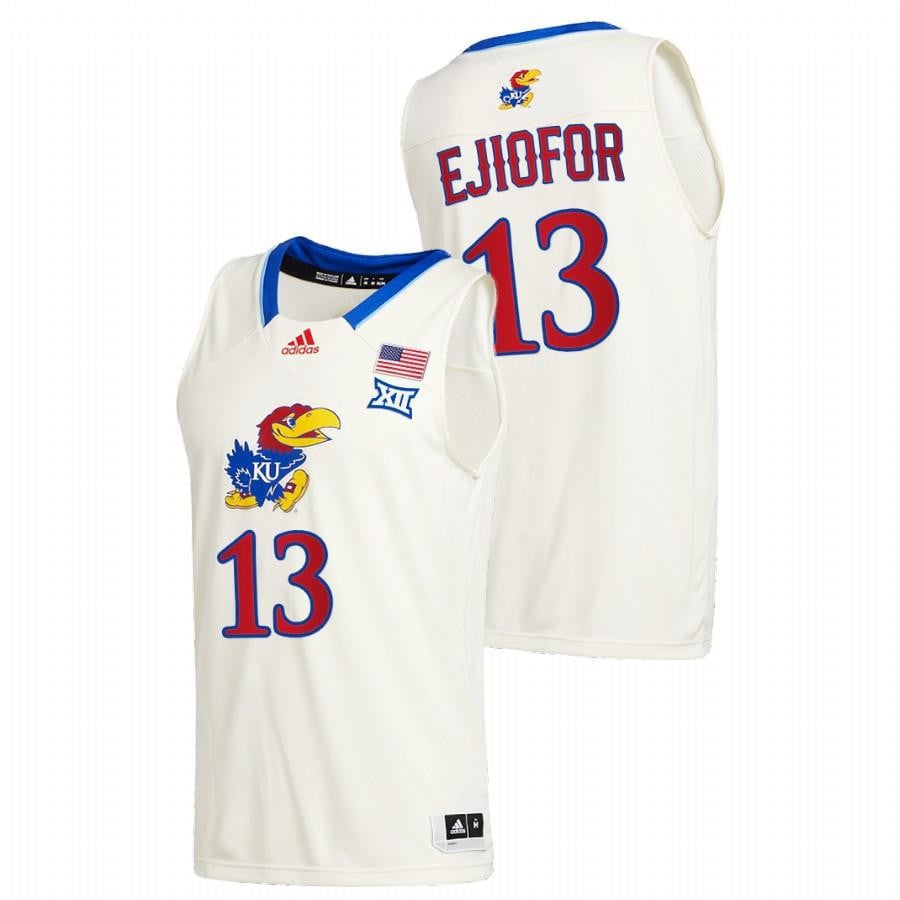 Zuby Ejiofor 13 Kansas Jayhawks Cream Class Of 2022 Jersey