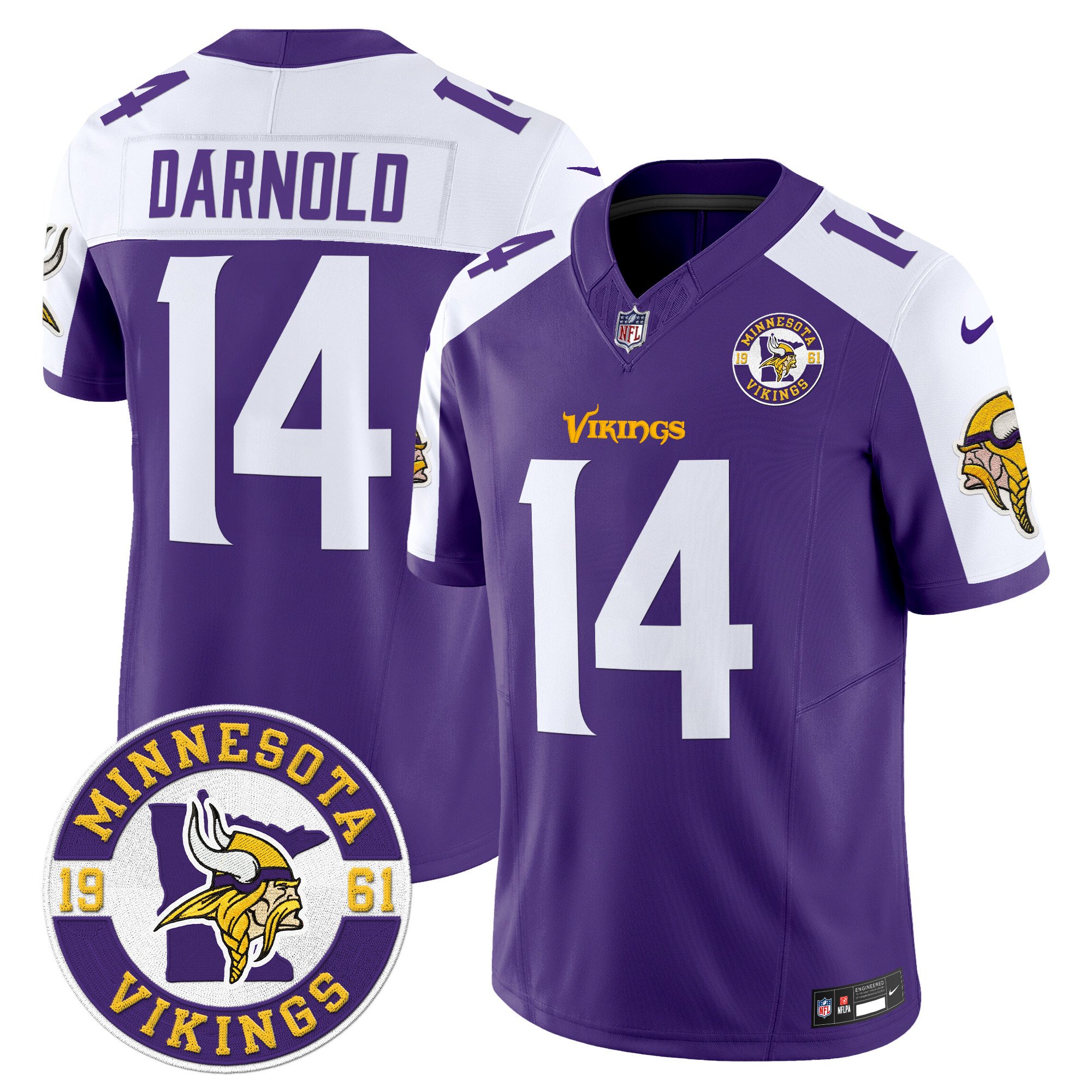 Men’s Minnesota Vikings King Of The North Patch Vapor Limited Jersey – Est. 1961 Patch – All Stitched