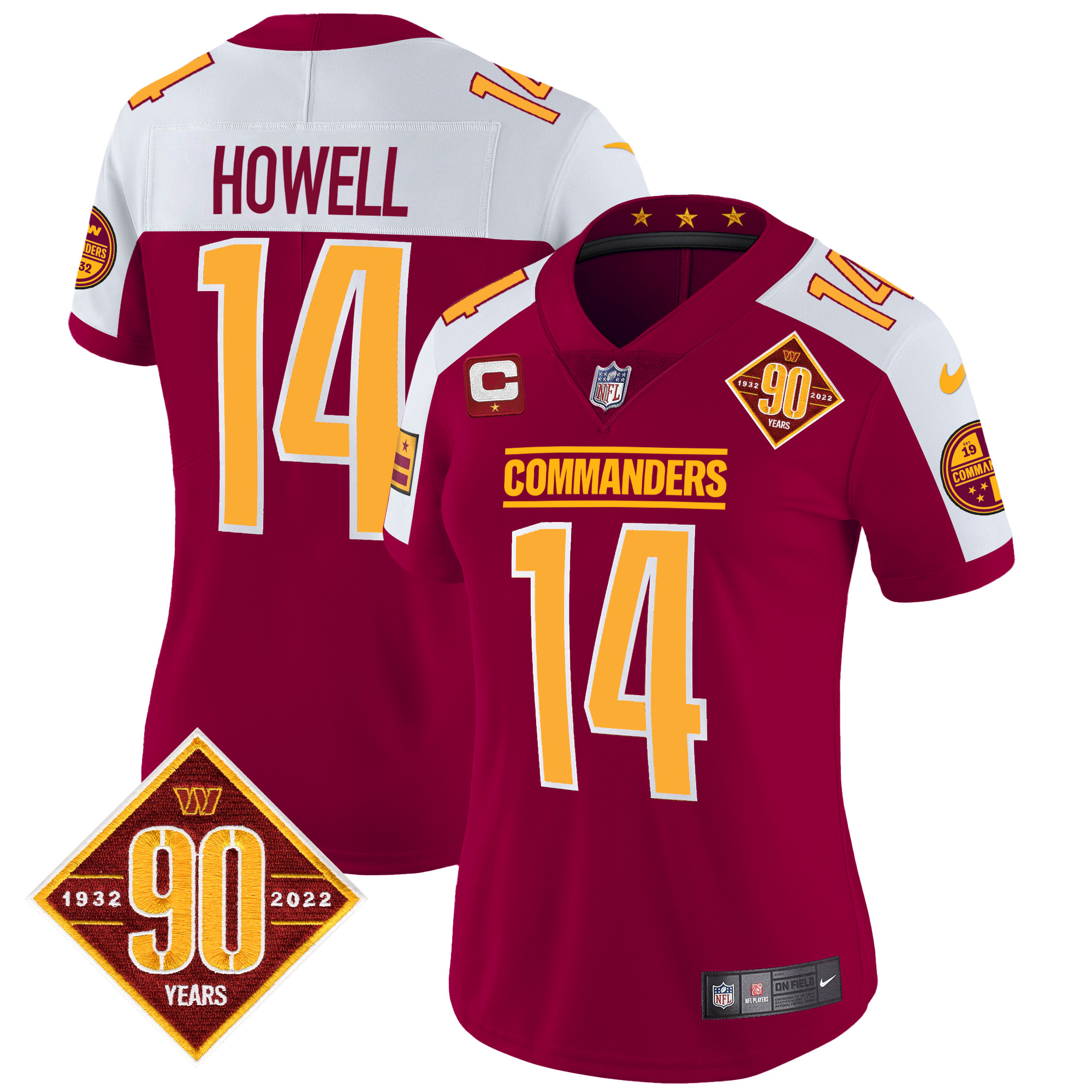 Women’s Washington Commanders 90th Anniversary Patch Vapor Jersey – All Stitched