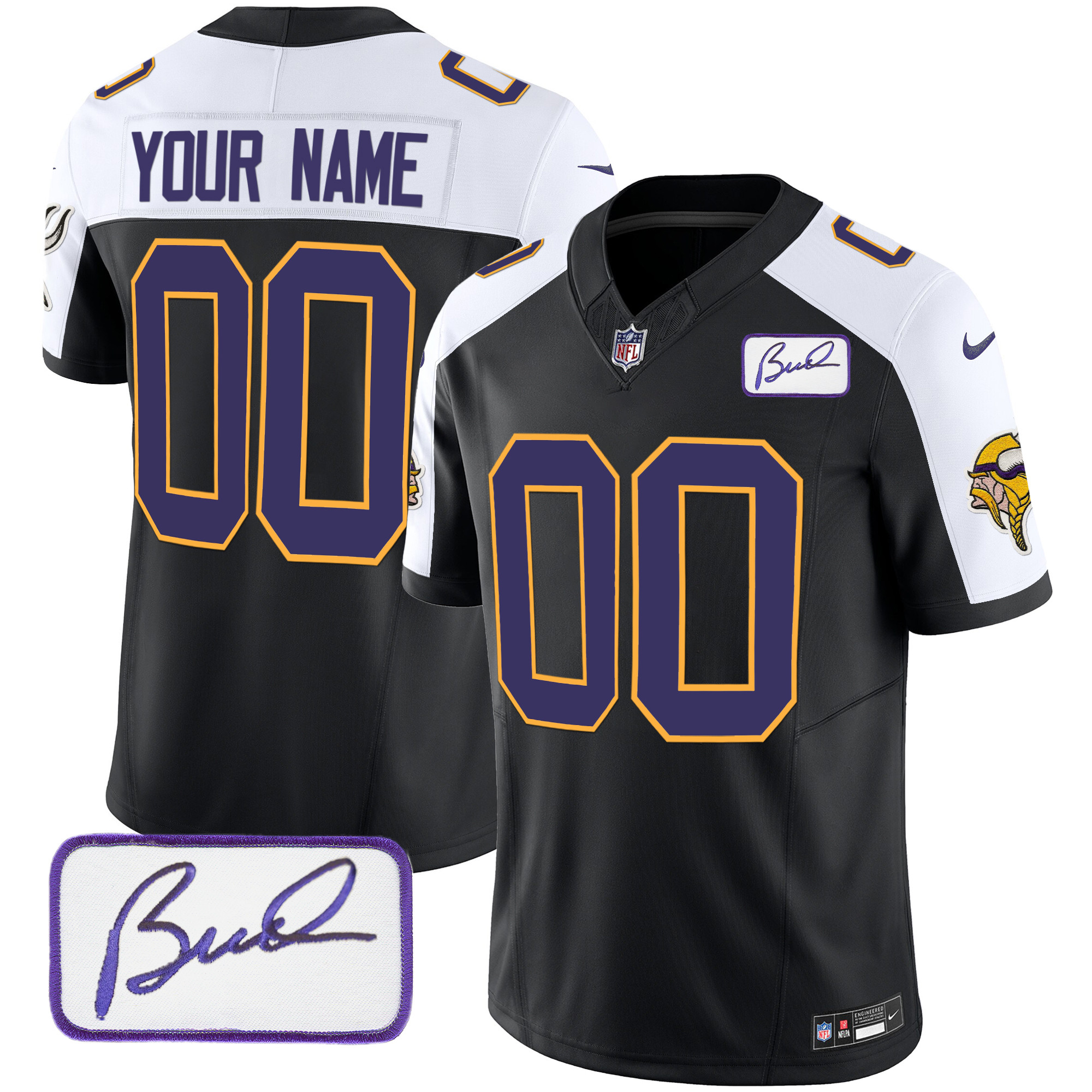 Minnesota Vikings Bud Grant Patch Classic Limited Custom Jersey V3 – All Stitched