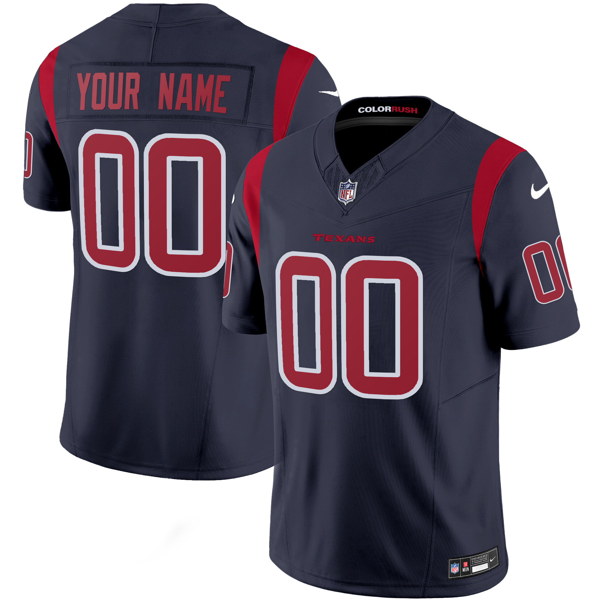 Houston Texans Color Rush Legend Vapor Custom Jersey – All Stitched