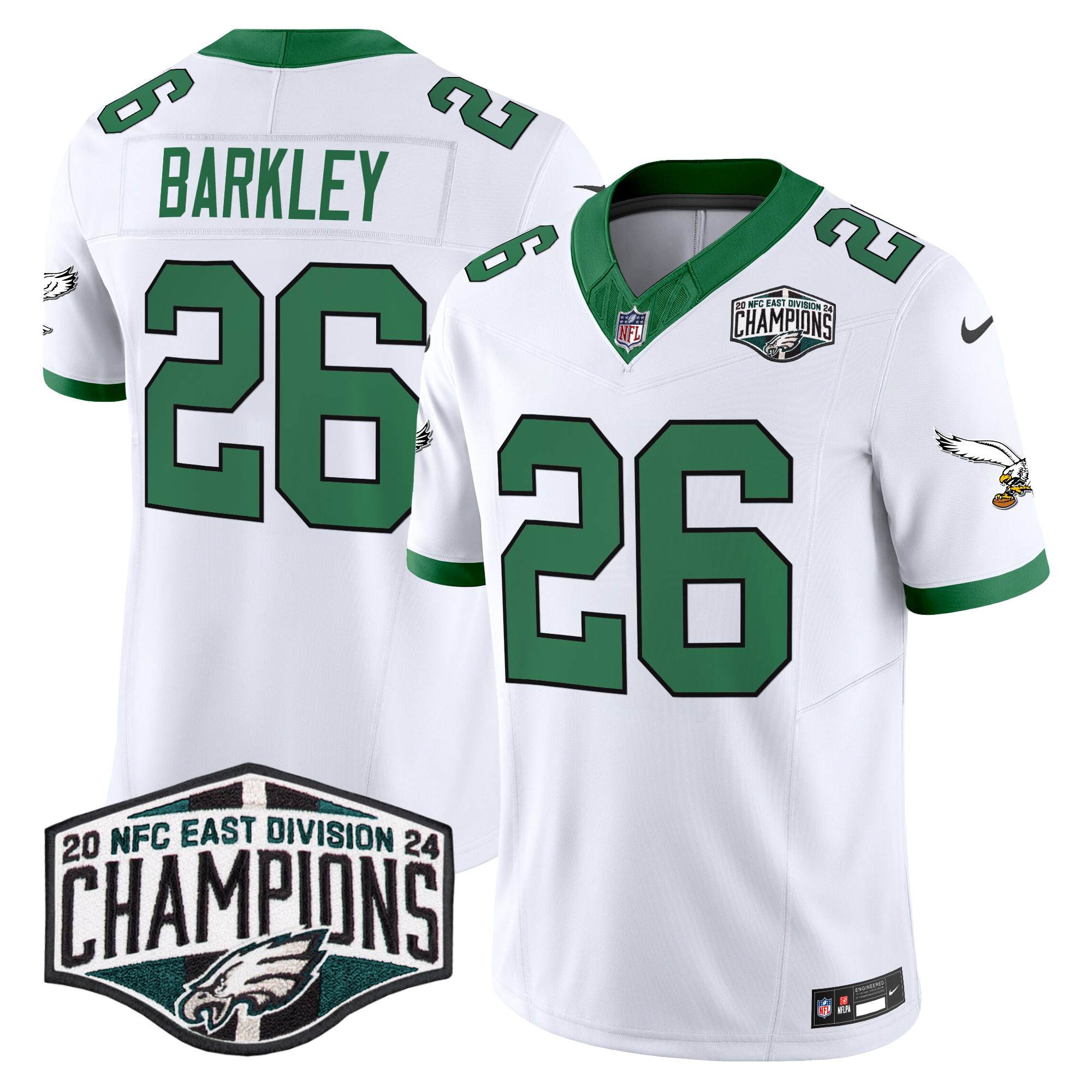 Men’s Philadelphia Eagles Kelly Green 2024 NFC East Division Champions Vapor Limited Jersey V2 – All Stitched