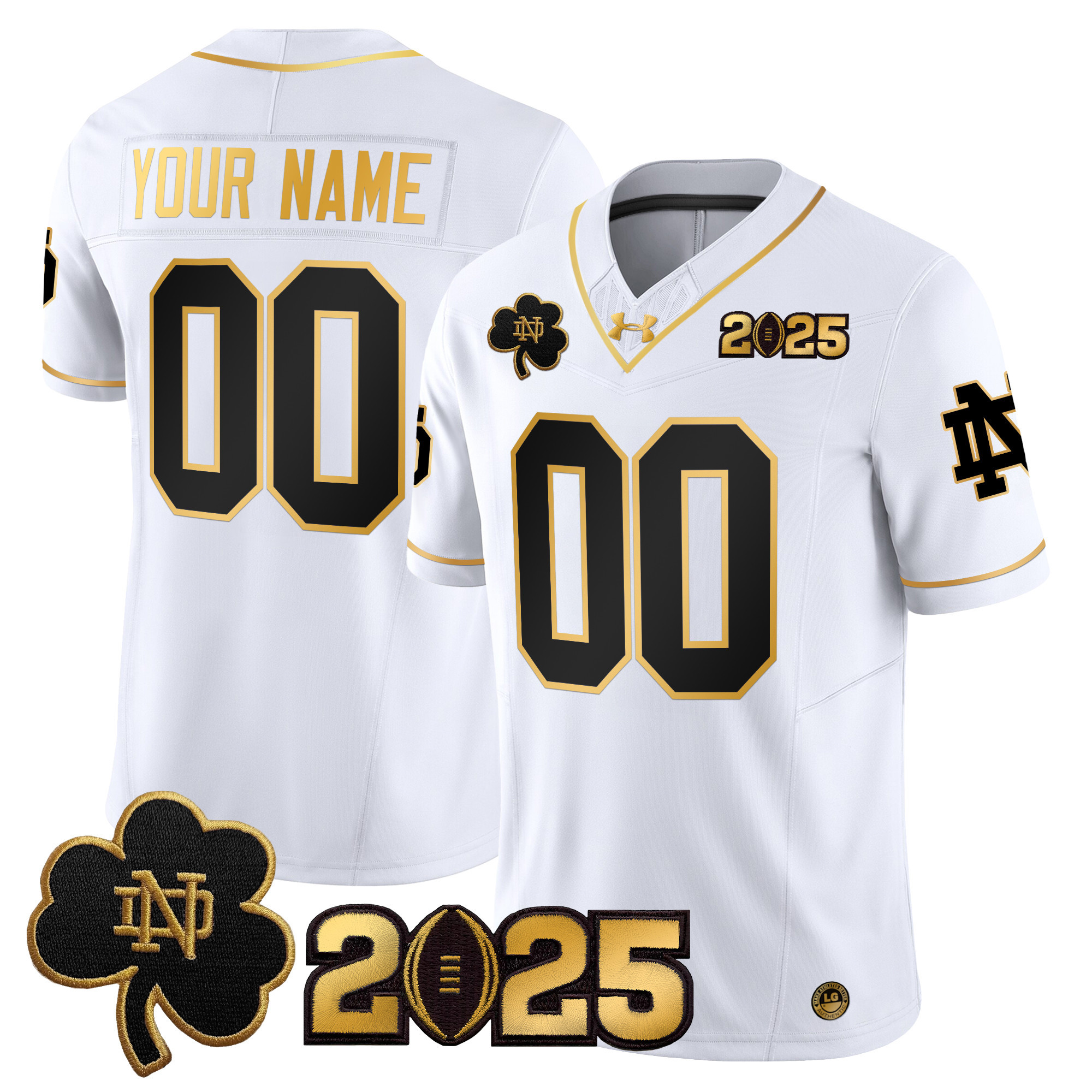 Notre Dame Fighting Irish 2025 CFP Final Patch Gold Vapor Limited Custom Jersey – All Stitched