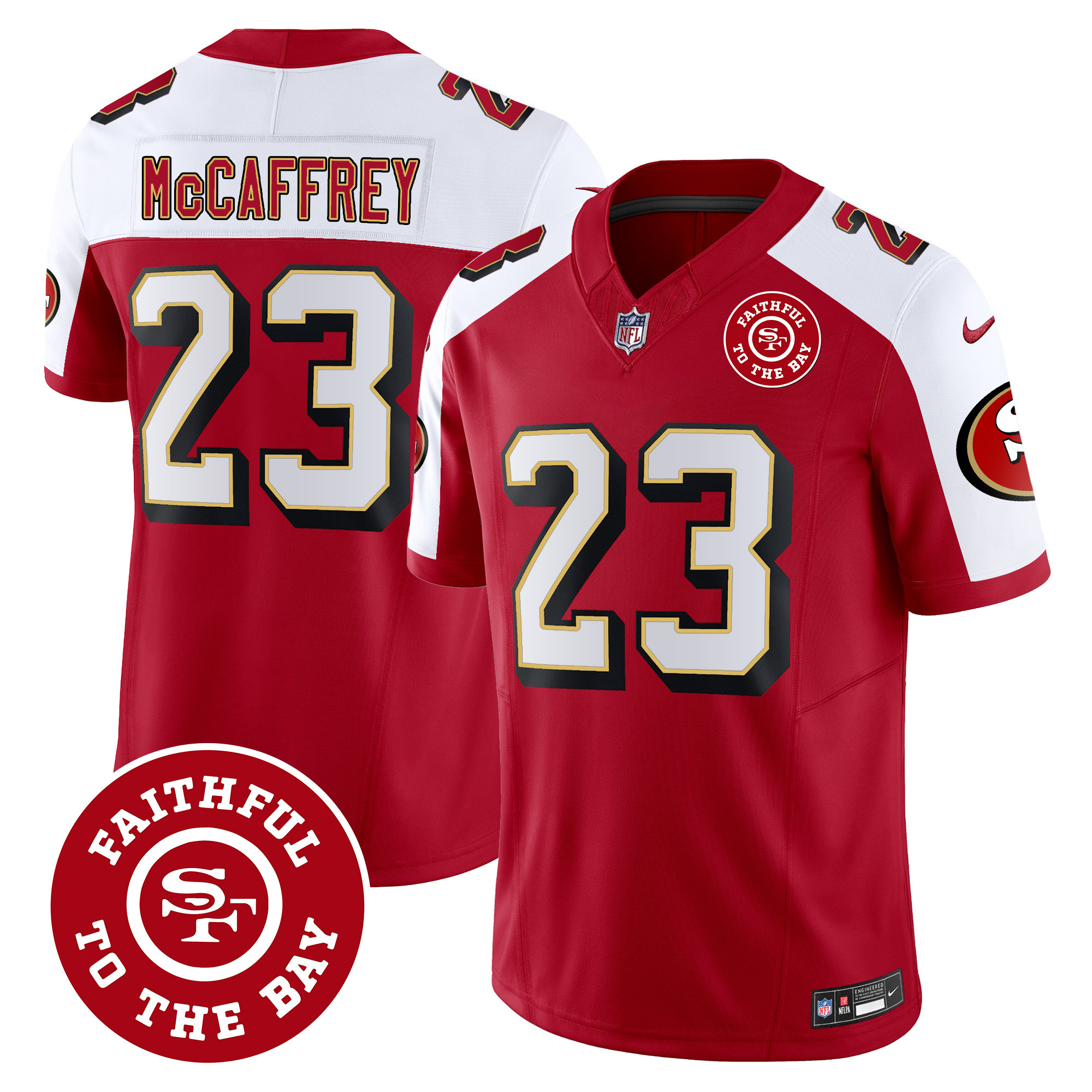 Men’s San Francisco 49ers Throwback Faithful To The Bay Patch Vapor Limited Jersey – All Stitched